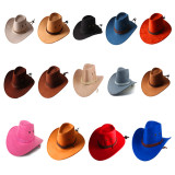 Fashion Wide Brim Western Cowboy Hat with Windproof Rope Vintage Solid Color Jazz Hat All-match for Casual Vacation