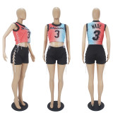 New Summer Women Shorts Suit Basketball Star Number Name Printing Short Sets Casual Sports Two Piece Set Women Sports Suit