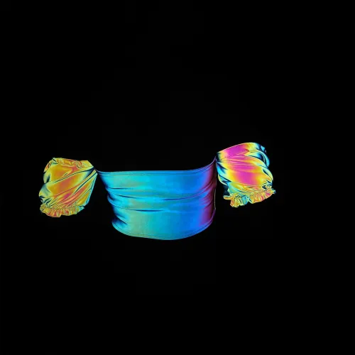 Reflective Rainbow Tank Women Short Sleeve Summer Rave Crop Top Fit Tight Sexy Backless Tees Partywear