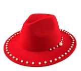 Retail Flat Top Pearl Women's Fedora Black Adult Panama Dame Hat Church Hat Top Hat Women's Fedora Men's шляпа женская
