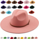 New color Fedora winter hat top concave-convex water drop 9.5cm brim male and female felt jazz watermelon red шляпа женская