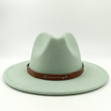 Fedora Hat Lake Blue Men's Hat Ladies Felt Jazz Belt Accessories Panama Fedora Hat шляпаженская