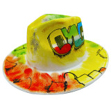 2021 new hand-painted pattern Fedora hat wide brim hat Panama felt hat shallow top fedora hat men and women hats men панама