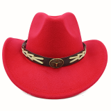 Wholesale price cowboy hat imitation leather cracked men and women rider hat кепка мужская fedora hat Panama rope accessories