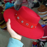 Fedora hat rose red letter rhinestone ribbon INS new hat spring new men jazz hat fashion hat women wholesale