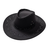 Wholesale price cowboy hat imitation leather cracked men and women rider hat кепка мужская fedora hat Panama rope accessories