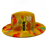yellow fedora hat tie dyed Panama felt hat for women jazz hat church hat top cap british fedoras hats for men шляпа женская