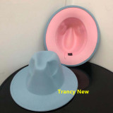 lime green with yellow fedoras  fashion hat  felt hat for women color mixed jazz hat fedora hat white with pink color fedoras