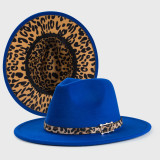 Yellow fedora inner leopard print spring new hat Panama felt hat for men and women jazz hat fedora hat шапка женская