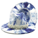 fedoras tie dyed fedora hat  felt hat for women multicolor jazz hat chapeau femme шляпа женская sombreros de mujer pearl  hat