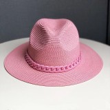 Macaron Straw Hat Visor Jazz Top Korean Fashion Color Chain With Top Hat Acrylic Beach Hat Candy Color Visor cap шляпа женская