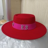 Fedora hat rose red letter rhinestone ribbon INS new hat spring new men jazz hat fashion hat women wholesale