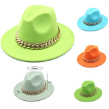 Factory price Fedora wholesale ladies jazz hat autumn and winter British style big chain retro top hat ladies felt gentleman