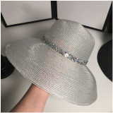 Panama sun hat silver silk ultra-thin breathable summer ladies bucket hat sun hat straw hat shallow fedora hat men and women