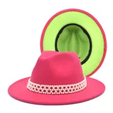 bulk price fedoras hat Panama felt hat for women  jazz hat fedora hat grass green women fedoras donut chain women hats
