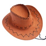 Fashion Suede Fabric Western Cowboy Hat Retro Rancher Hat Wide Brim Jazz Hat Sun Protection Summer Gift for Male Female