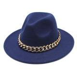 Factory price Fedora wholesale ladies jazz hat autumn and winter British style big chain retro top hat ladies felt gentleman