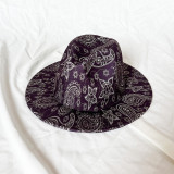 Wholesale women's fedora hat tie dyed hat 3d color felt hat men's party hat pattern graffiti wide brimmed Panama hat neutral hat