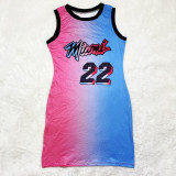 Summer Women Dress New Style Basketball Jersey Star Number Name Pattern Printing Beach Style Casual Dresses Women Party Dress
