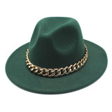 Factory price Fedora wholesale ladies jazz hat autumn and winter British style big chain retro top hat ladies felt gentleman