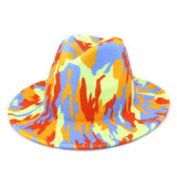 yellow fedora hat tie dyed Panama felt hat for women jazz hat church hat top cap british fedoras hats for men шляпа женская