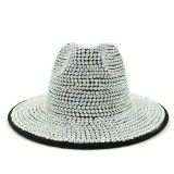 Purple Rhinestone fedora Jazz Top Panama New Felt Hat Men's Jazz Hat Party Performance Hat Women's Soft Autumn Winter