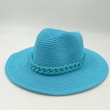 Macaron Straw Hat Visor Jazz Top Korean Fashion Color Chain With Top Hat Acrylic Beach Hat Candy Color Visor cap шляпа женская