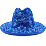 Purple Rhinestone fedora Jazz Top Panama New Felt Hat Men's Jazz Hat Party Performance Hat Women's Soft Autumn Winter
