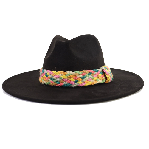 Rainbow Ribbon Fedora Hat 2023 New Suede Big brim Soft Fedora Hat 10cm brim Unisex Hat Soft Fedora Hat sombrero hombre