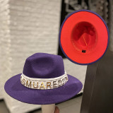 Wholesale Fedora ladies jazz hat autumn and winter British style orange purple top hat men's winter hat шапка женская зима 2021