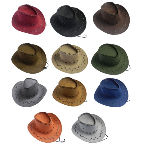 Fashion Suede Fabric Western Cowboy Hat Retro Rancher Hat Wide Brim Jazz Hat Sun Protection Summer Gift for Male Female