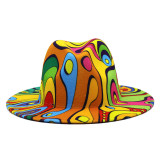 top hat   tie dyed Panama felt hat for women jazz hat church hat top cap british women fedoras hats for men шляпа женская