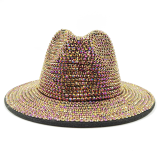 Purple Rhinestone fedora Jazz Top Panama New Felt Hat Men's Jazz Hat Party Performance Hat Women's Soft Autumn Winter
