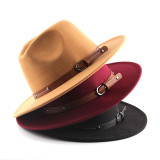 Fedora Hat Lake Blue Men's Hat Ladies Felt Jazz Belt Accessories Panama Fedora Hat шляпаженская