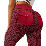 Bodybuilding Pocket Yoga Pants Sexy High Waist Peach Hip Leggings 6 Color Gym Running Push Up Fitness Pants Women
