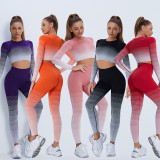 Women's spot fitness sportswear set gradient long sleeved pants running yoga long sleeved tight pants leggings set
