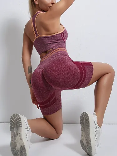 New Sports Set High Waist Elastic Hip Lifting Sports Tight Fitness Yoga Shorts Fitness Leggings
