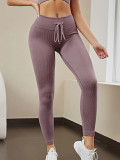 Women's seamless zippered vest yoga bra  fitness suit sports buttocks drawstring fitness pants  sports leggings