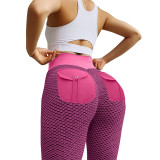 Bodybuilding Pocket Yoga Pants Sexy High Waist Peach Hip Leggings 6 Color Gym Running Push Up Fitness Pants Women