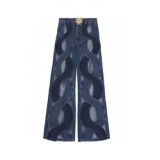 L8765-high quality straight high waist jeans ladies patchwork denim pants for women