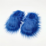 Fake Mongolian Fur Slippers faux fur slide sandals Custom Luxury Fuzzy Fluffy Women Fashion Fur Slides