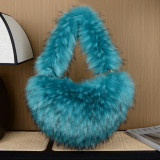Fur Winter Women Handbags Plush Ladies Solid color Shoulder Bag Cute Furry Female Clutch Purse Handbags