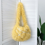 Women Fashion Luxury Curly Fur Shoulder Bags Furry Faux Mongolian Sheep Fur Toe Bag For Ladies