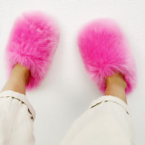 Wholesale Supply Home Indoor Outdoor Faux Fur Slipper Shoes New Style Fluffy Fake Fur Slides For Women