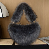 Fur Winter Women Handbags Plush Ladies Solid color Shoulder Bag Cute Furry Female Clutch Purse Handbags
