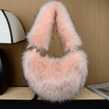 Fur Winter Women Handbags Plush Ladies Solid color Shoulder Bag Cute Furry Female Clutch Purse Handbags