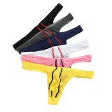 High Quality Nylon Spandex Thongs Jockstrap Gay Men Briefs Ice Silk G String Transparent Men Sexy Underwear
