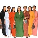Latest Design Half Sleeve V Neck Stand Collar Office Dresses Women Summer Dress BL036