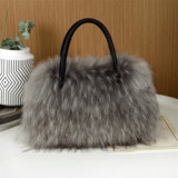 Winter Fashion Fur Hand Bags Plush New Design Fluffy Faux Raccoon Fur Handbags For Women