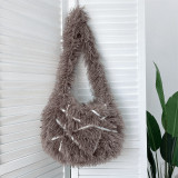 Women Fashion Luxury Curly Fur Shoulder Bags Furry Faux Mongolian Sheep Fur Toe Bag For Ladies
